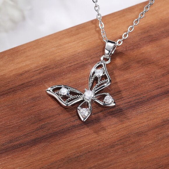 Dainty Butterfly Beautiful 925 Silver Plated Necklace for Women, INDN8640 - Picture 7 of 8